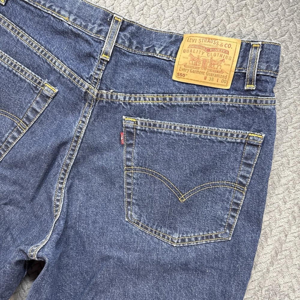Vintage 90s Levi's 550‎ Relaxed Fit Denim Shorts Men's 38 Jorts Blue USA Red Tab